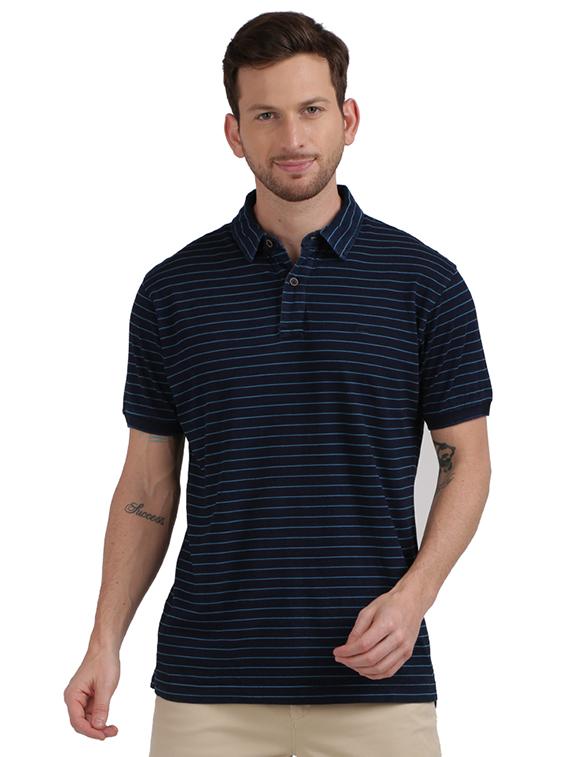 navy blue striped polo t-shirt - 17768582 - Zoom Image - 1