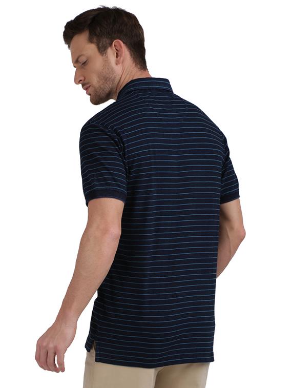 navy blue striped polo t-shirt - 17768582 - Zoom Image - 3