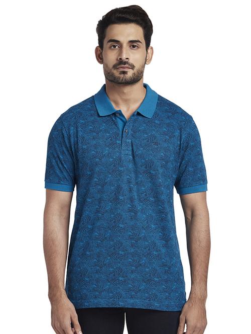 blue printed polo t-shirt - 17768583 - Standard Image - 1