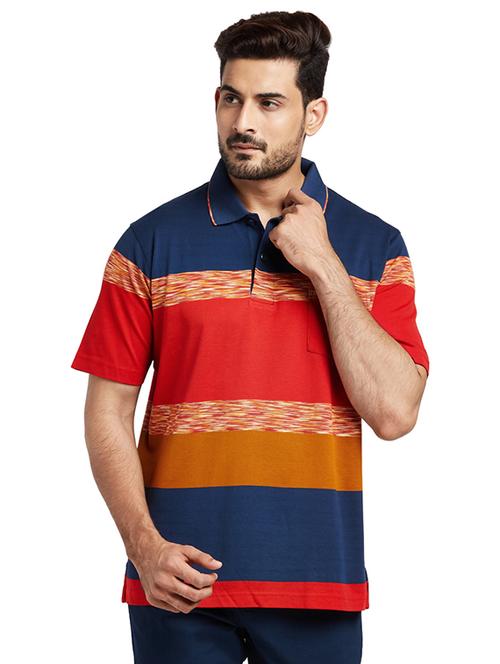 blue color block polo t-shirt - 17768591 - Standard Image - 1