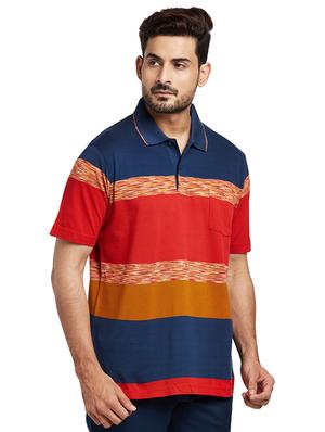 blue color block polo t-shirt - 17768591 - Standard Image - 2
