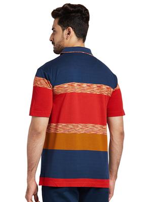 blue color block polo t-shirt - 17768591 - Standard Image - 3