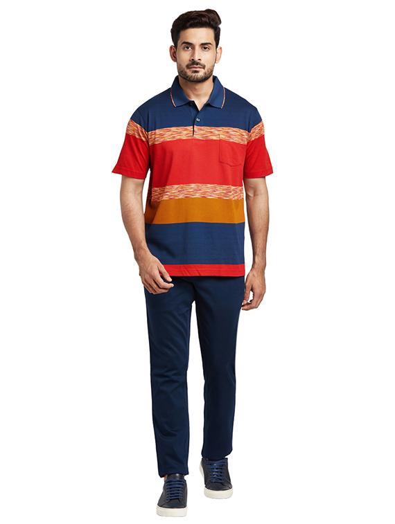 blue color block polo t-shirt - 17768591 - Zoom Image - 4