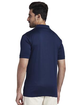 navy blue solid polo t-shirt - 17768596 - Standard Image - 3