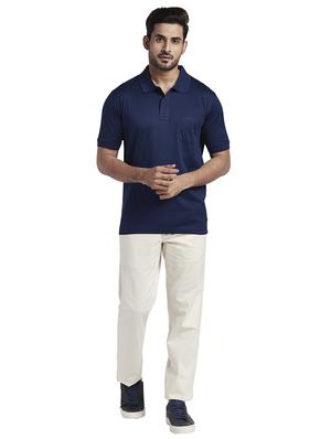 navy blue solid polo t-shirt - 17768596 - Standard Image - 4