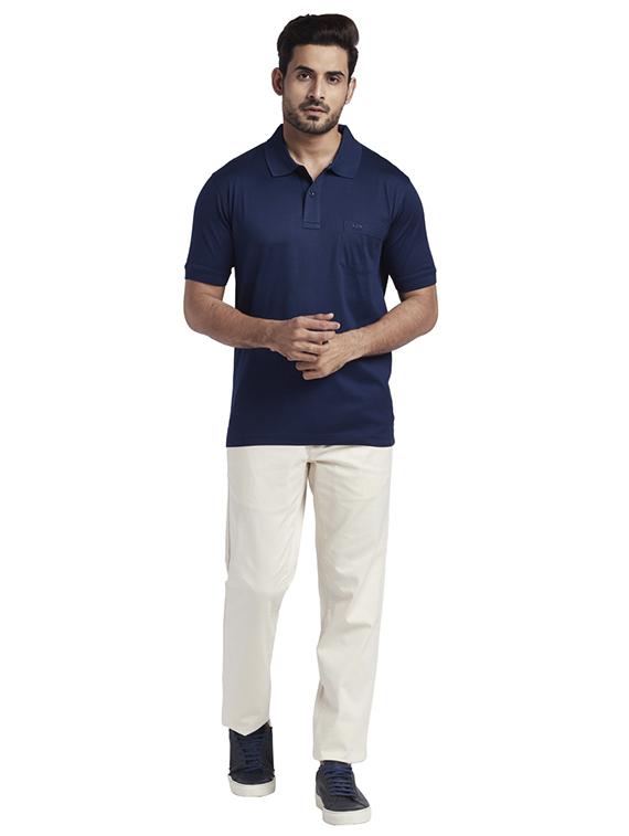 navy blue solid polo t-shirt - 17768596 - Zoom Image - 4