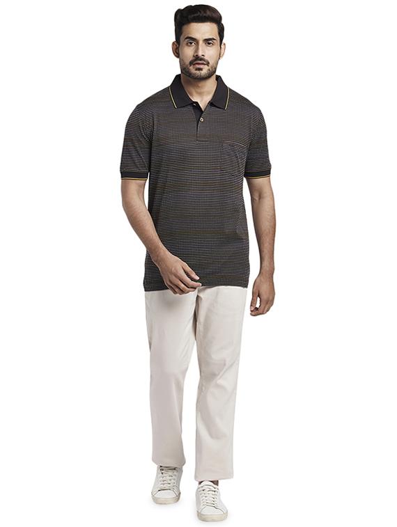brown striped polo t-shirt - 17768600 - Zoom Image - 4