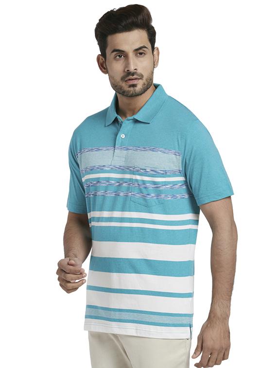 blue striped polo t-shirt - 17768605 - Zoom Image - 2