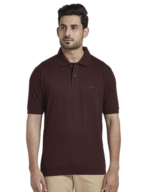 burgundy solid polo t-shirt - 17768614 - Standard Image - 1