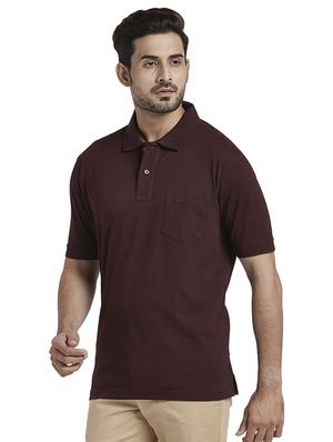 burgundy solid polo t-shirt - 17768614 - Standard Image - 2