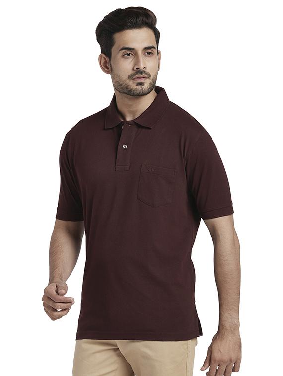 burgundy solid polo t-shirt - 17768614 - Zoom Image - 2