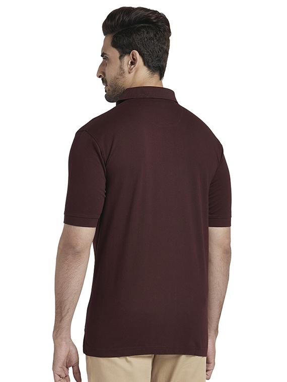 burgundy solid polo t-shirt - 17768614 - Zoom Image - 3