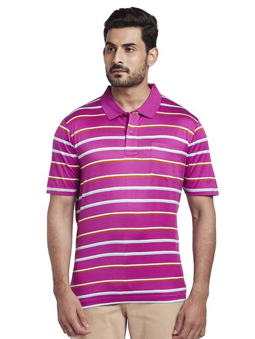 pink striped polo t-shirt - 17768621 - Standard Image - 1