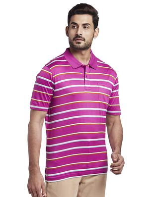 pink striped polo t-shirt - 17768621 - Standard Image - 2