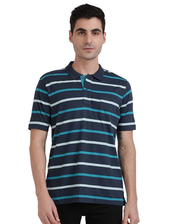 blue striped polo t-shirt - 17768654 - Zoom Image - 1