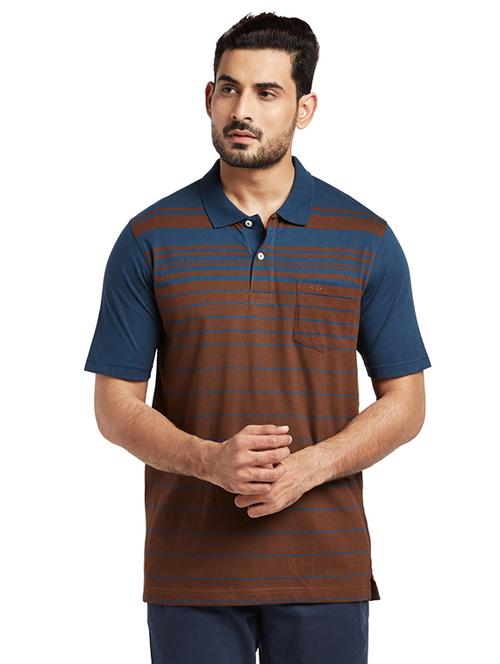 brown striped polo t-shirt - 17768668 - Standard Image - 1