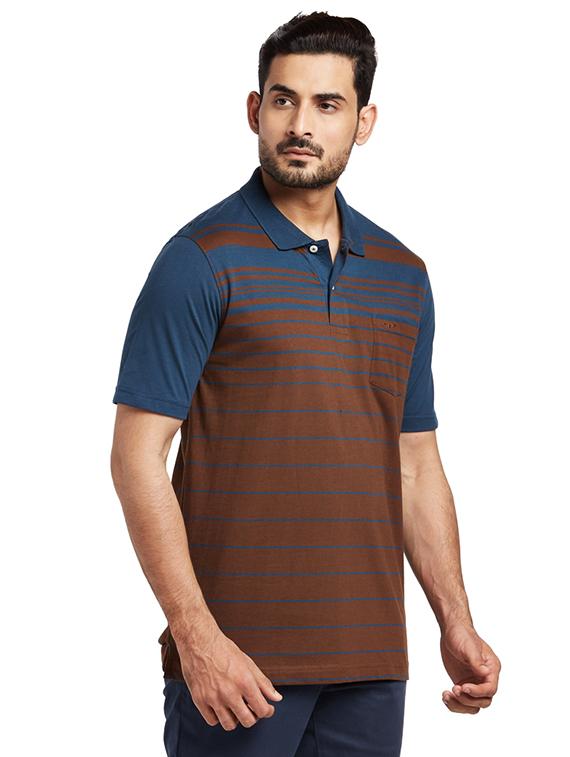 brown striped polo t-shirt - 17768668 - Zoom Image - 2