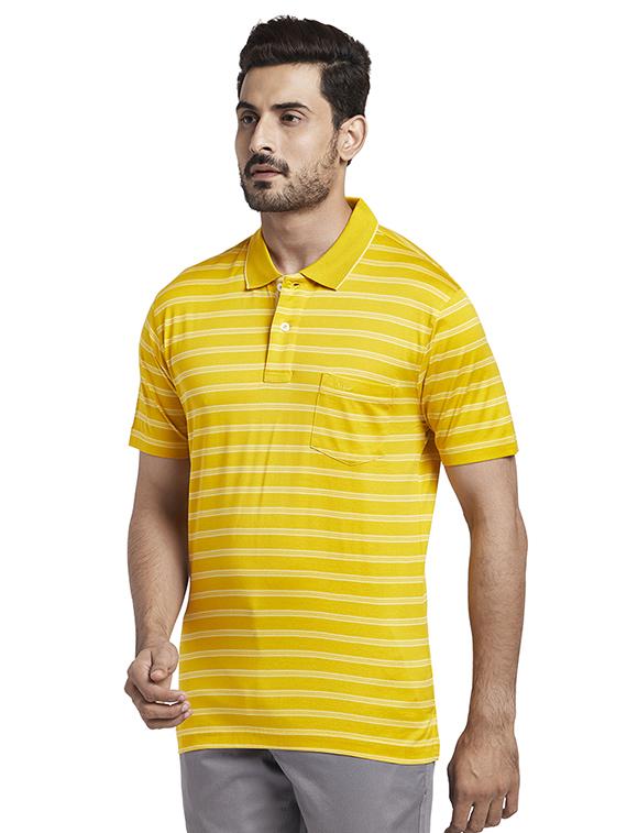yellow striped polo t-shirt - 17768677 - Zoom Image - 2