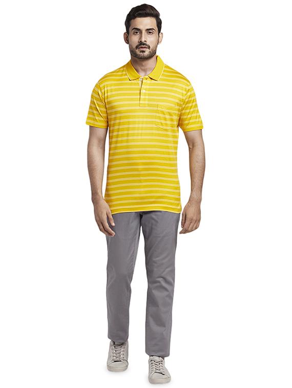 yellow striped polo t-shirt - 17768677 - Zoom Image - 4