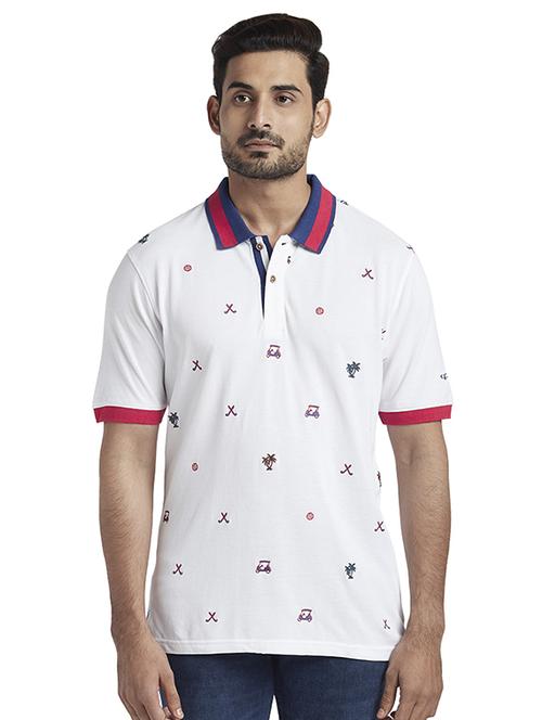 white printed polo t-shirt - 17768719 - Standard Image - 1