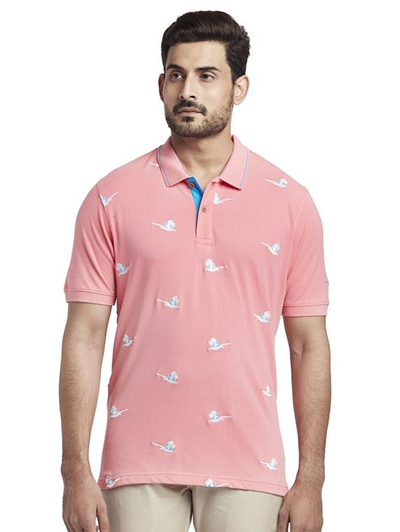 pink printed polo t-shirt - 17768720 - Zoom Image - 1