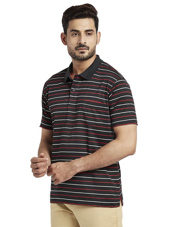 black striped polo t-shirt - 17768728 - Zoom Image - 2