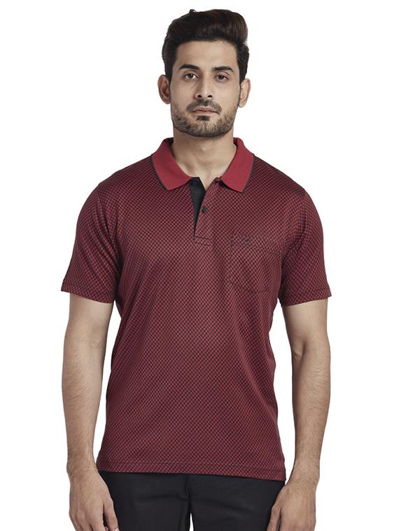 maroon checkered polo t-shirt - 17768734 - Zoom Image - 1