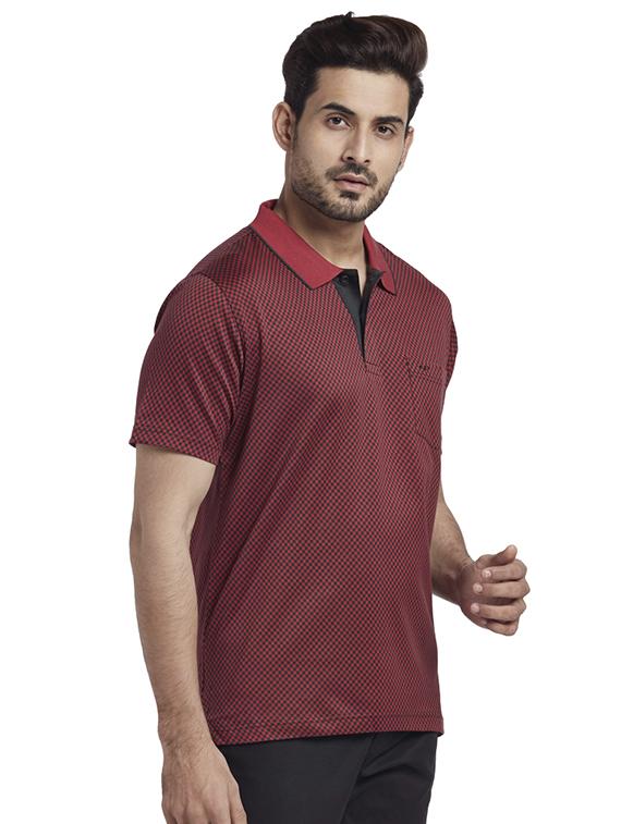 maroon checkered polo t-shirt - 17768734 - Zoom Image - 2