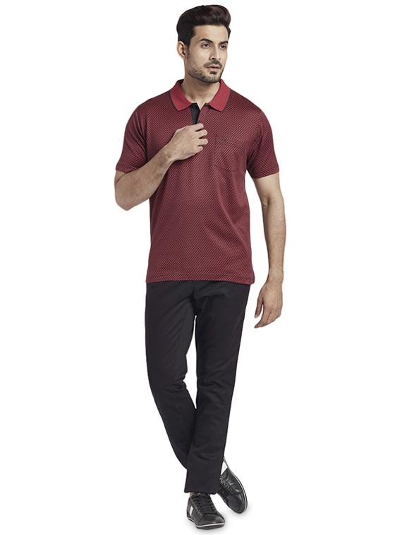 maroon checkered polo t-shirt - 17768734 - Zoom Image - 4