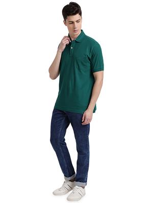 green solid polo t-shirt - 17768735 - Standard Image - 4