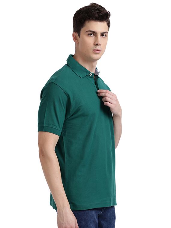 green solid polo t-shirt - 17768735 - Zoom Image - 2