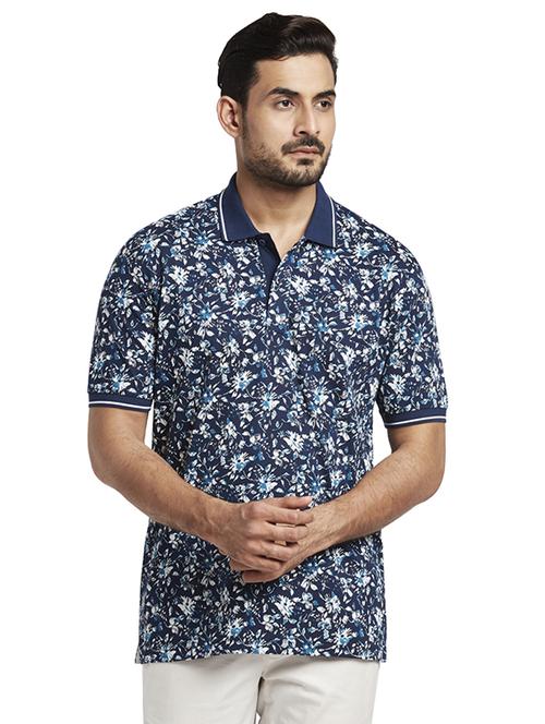 navy blue floral polo t-shirt - 17768780 - Standard Image - 1