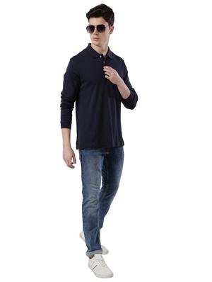 blue solid polo t-shirt - 17768791 - Standard Image - 4