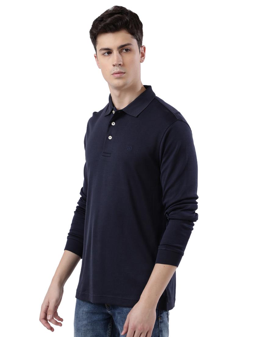 blue solid polo t-shirt - 17768791 - Zoom Image - 2