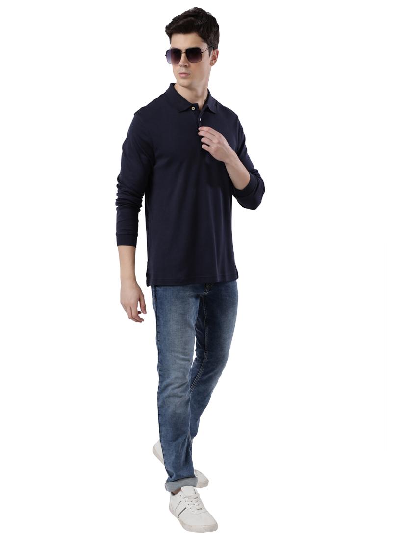 blue solid polo t-shirt - 17768791 - Zoom Image - 4