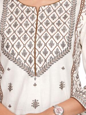 brown cotton blend kurta pant set - 17769067 - Standard Image - 4