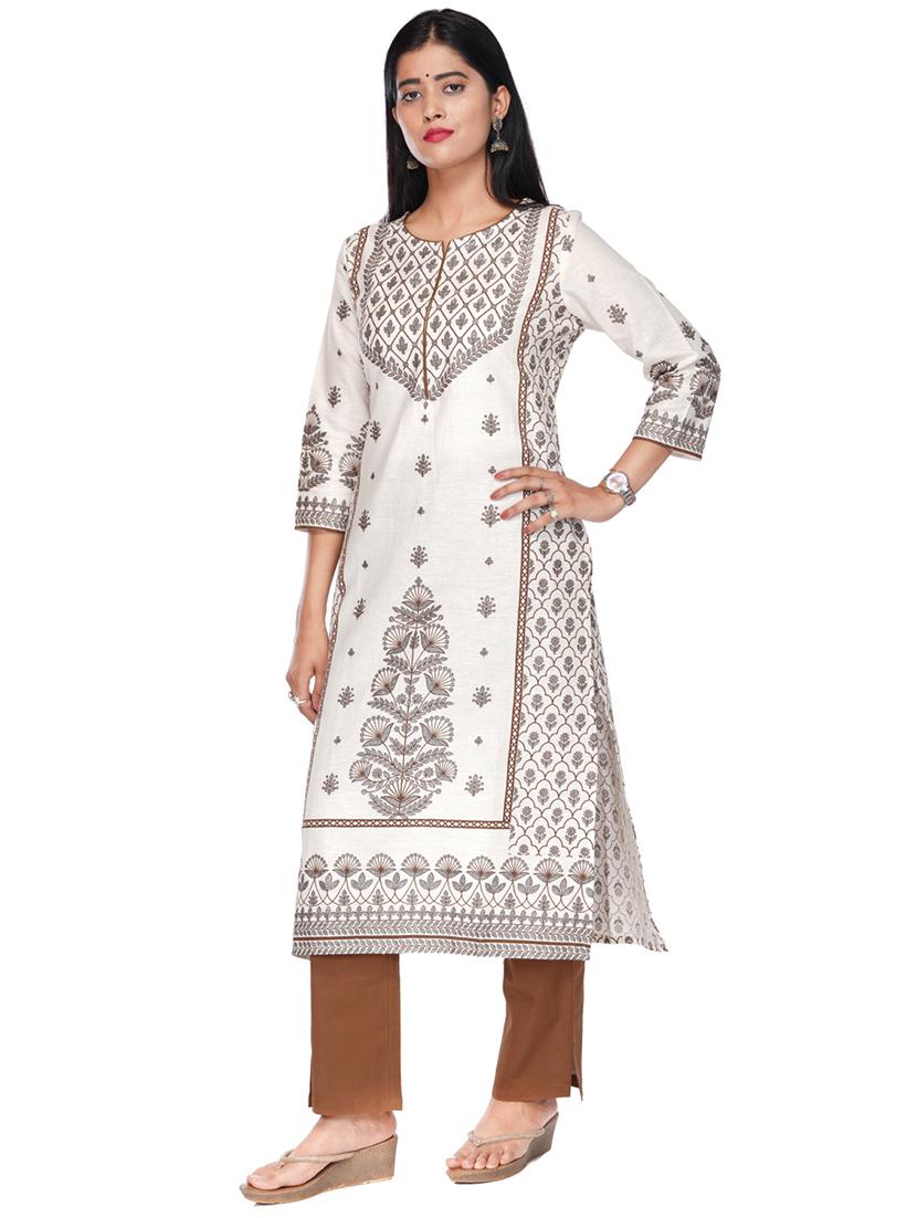 brown cotton blend kurta pant set - 17769067 - Zoom Image - 2