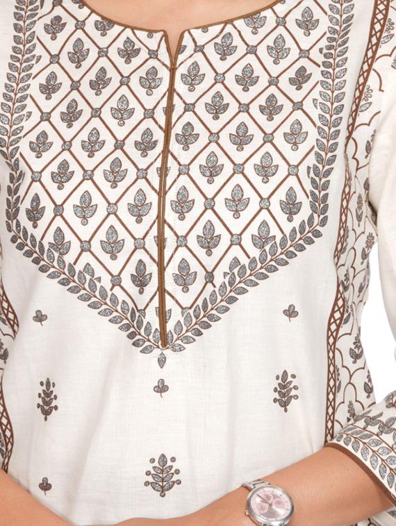 brown cotton blend kurta pant set - 17769067 - Zoom Image - 4