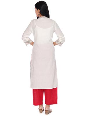 red cotton kurta pant set - 17769069 - Standard Image - 3