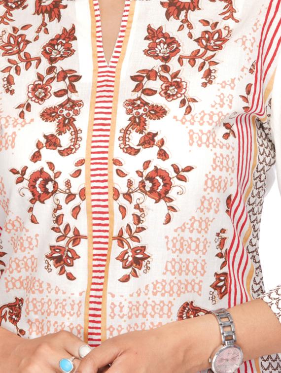 red cotton kurta pant set - 17769069 - Zoom Image - 4
