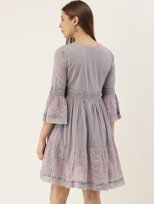 embroidered detail fit & flare dress - 17769070 - Standard Image - 3