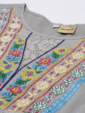 embroidered detail fit & flare dress - 17769070 - Standard Image - 5
