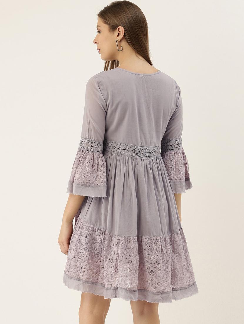 embroidered detail fit & flare dress - 17769070 - Zoom Image - 3