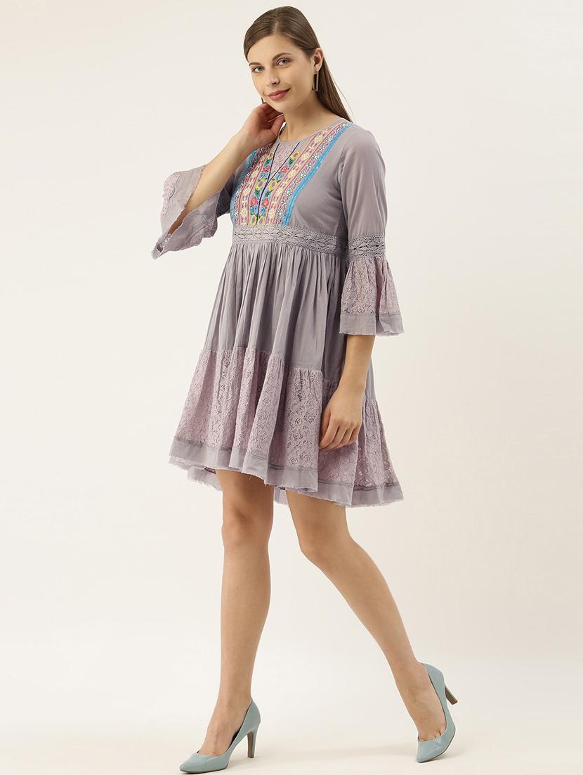 embroidered detail fit & flare dress - 17769070 - Zoom Image - 4