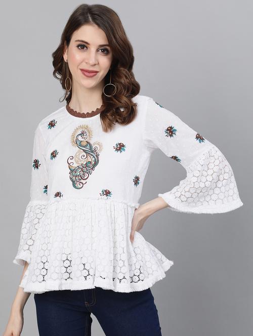 embroidered flared kurti - 17769194 - Standard Image - 1