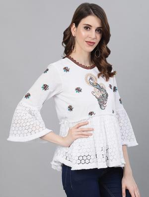 embroidered flared kurti - 17769194 - Standard Image - 2