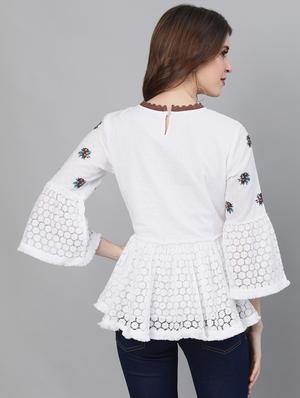 embroidered flared kurti - 17769194 - Standard Image - 3
