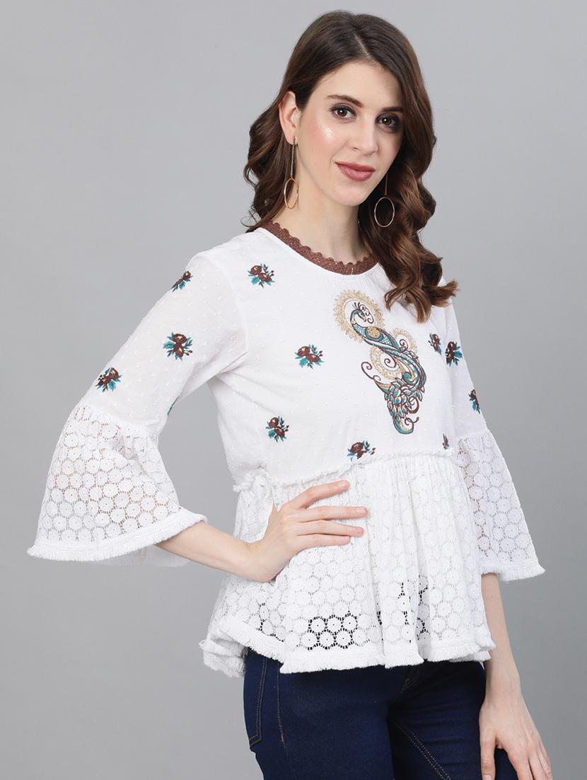 embroidered flared kurti - 17769194 - Zoom Image - 2