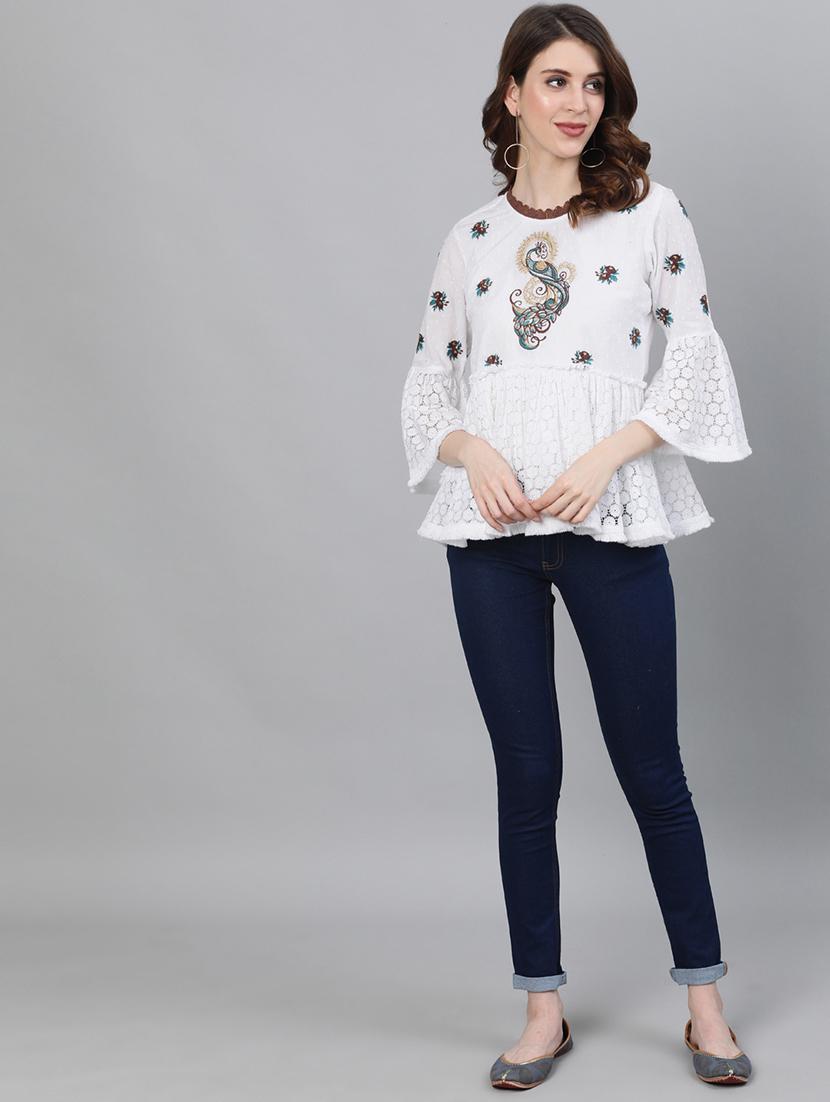 embroidered flared kurti - 17769194 - Zoom Image - 4