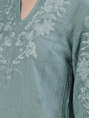 embroidered a-line kurti - 17769196 - Standard Image - 5